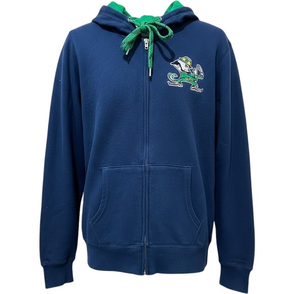 E5 College Sport Tops - E5 Notre Dame Fighting Irish Hoodie Women Medium Navy Sequin Full Zip Sweatshirt